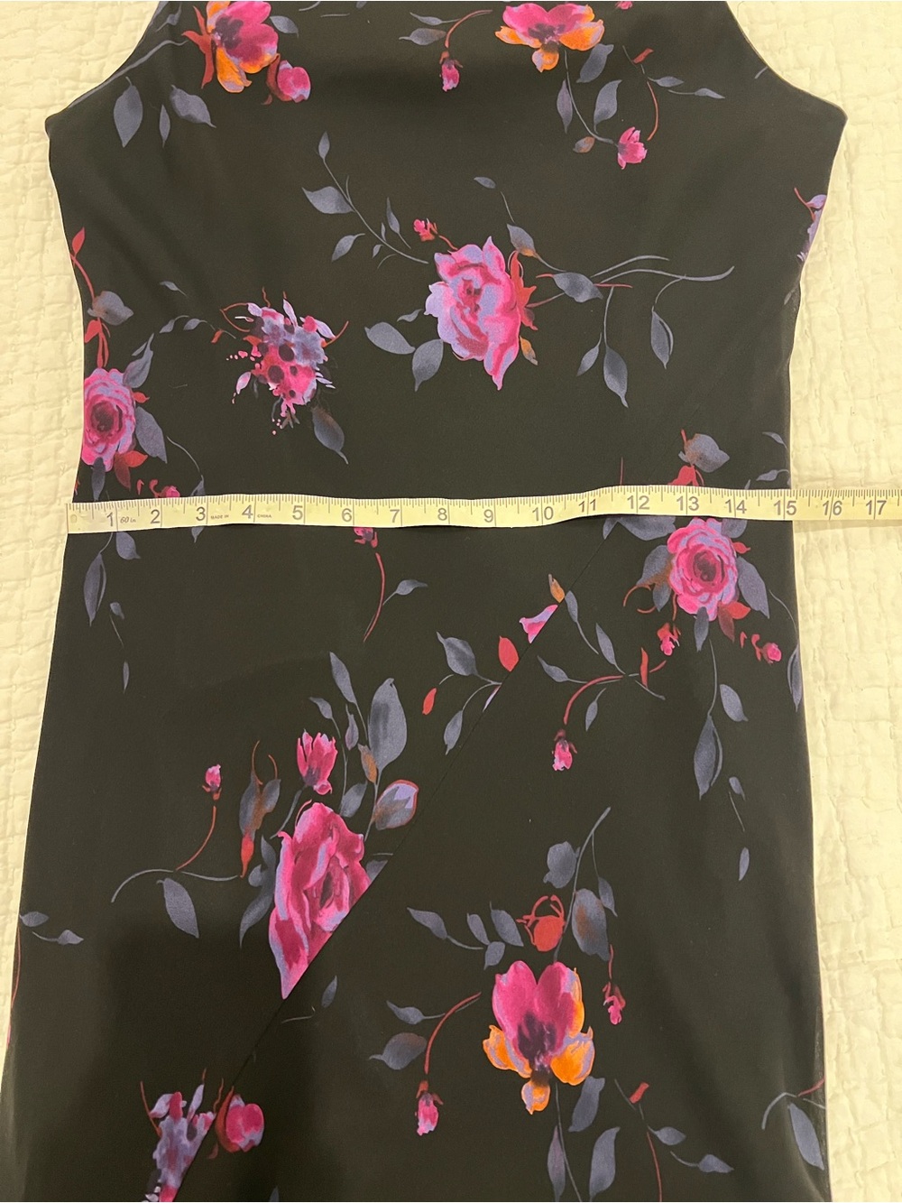 VTG Jones New York Dress 14 Black Silk Dark Floral Maxi Sleeveless Lined 90s Y2K - Picture 11 of 14
